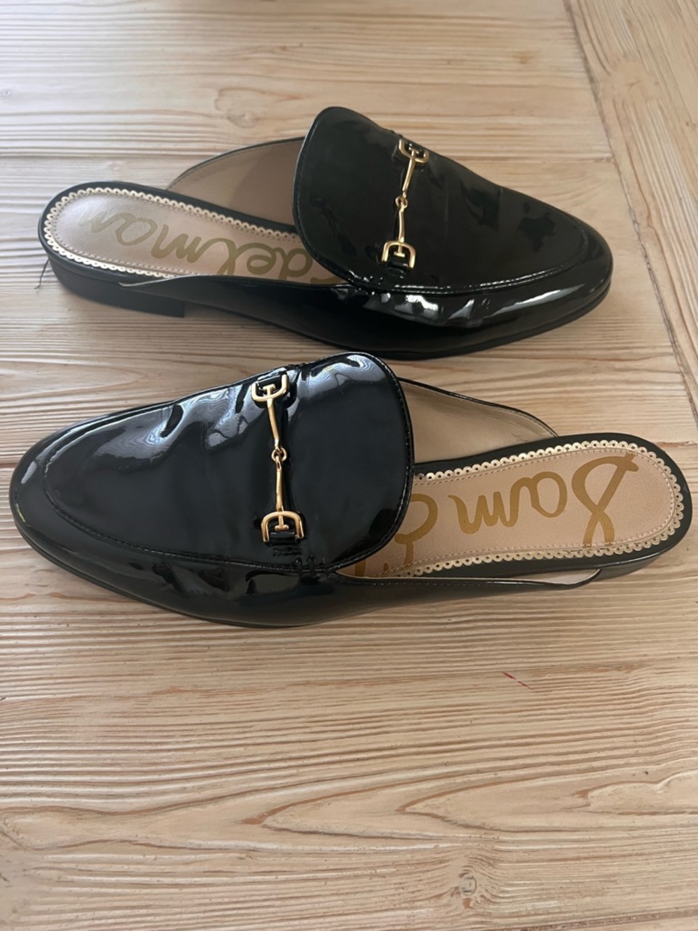 Sam Edelman Linnie Bit Mule Black Patent Leather Loafer Slides Size 8.5